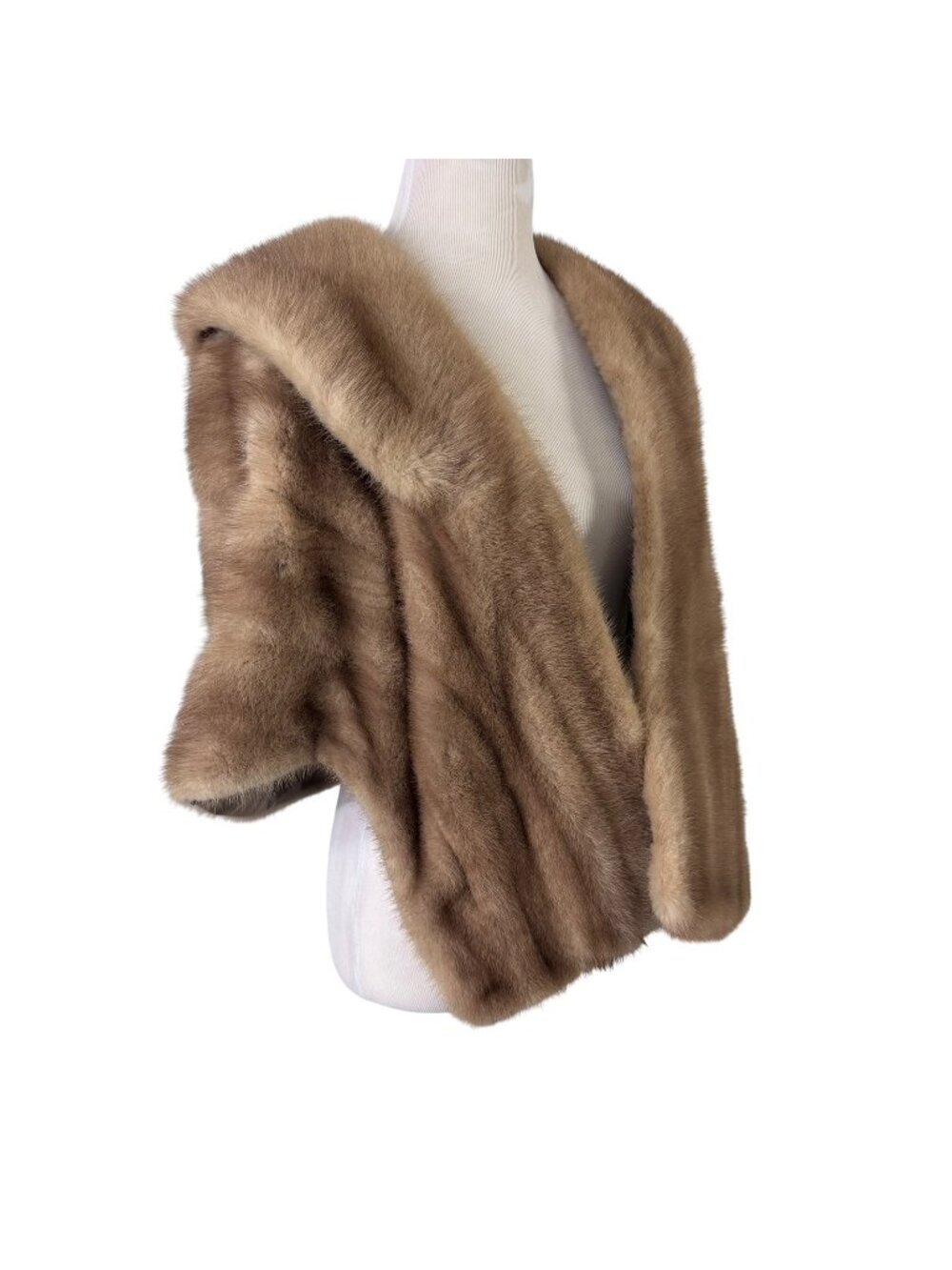 Mink Stole Blonde Fur Collar Pockets Robert Sittner Furrier Vintage 1950s